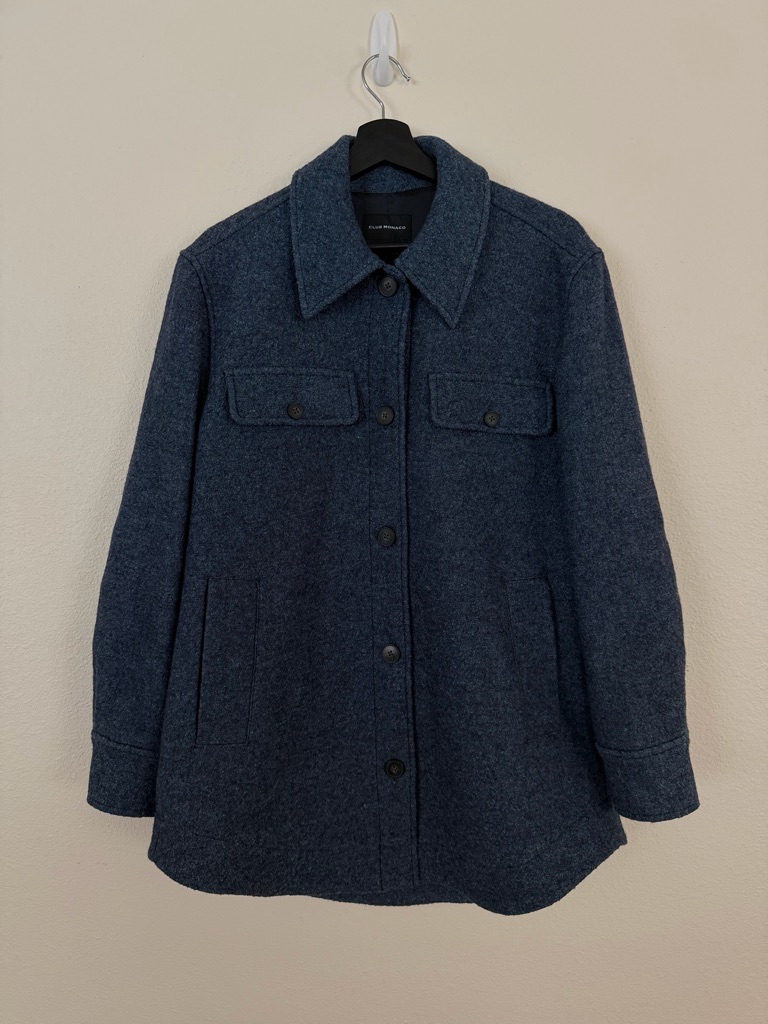 Club Monaco Dark Blue Textured Wool Coat